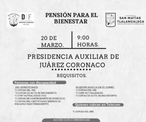El próximo 20 de marzo se realizará el pago de la pensión para el bienestar